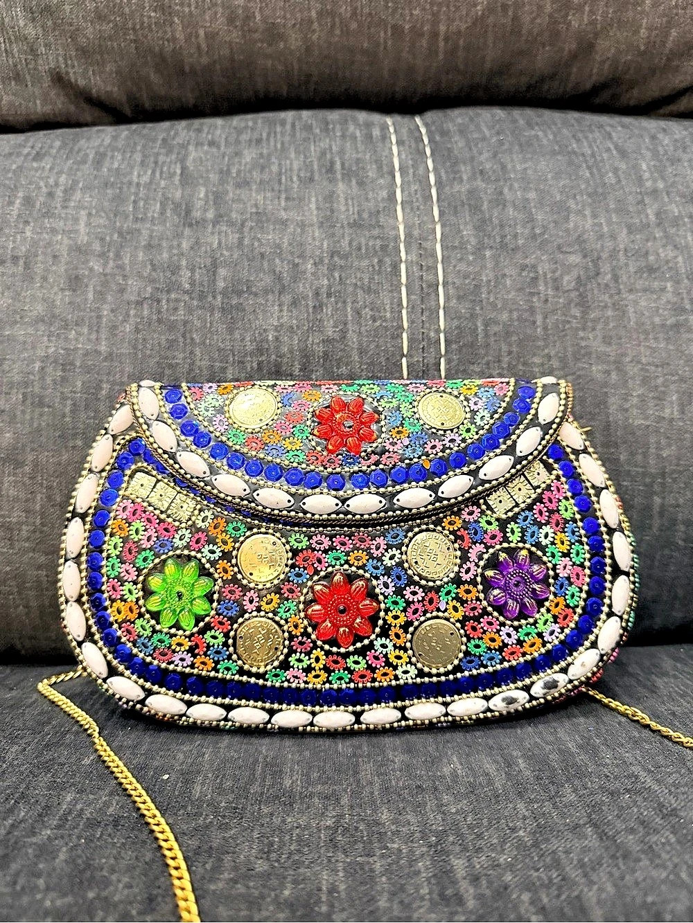 Beaded Floral Crossbody in Multicolor